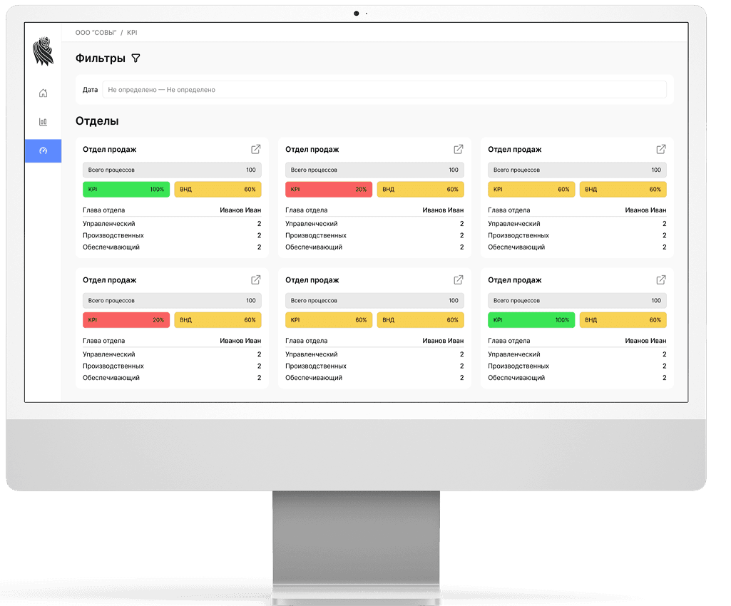 Дашборд KPI в OwlBI для контроля ключевых показателей эффективности и сроков выполнения задач